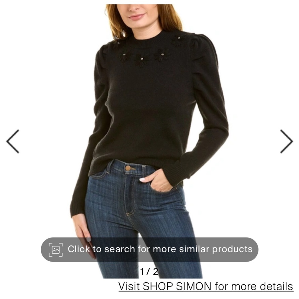 Nanette Flower Embroidery Sweater In Black